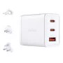 AC iekštelpu lādētājs D-Link DCP-651 — 65 W GaN, 2x USB‑C, Universāla saderība, 90–264 V, Balts