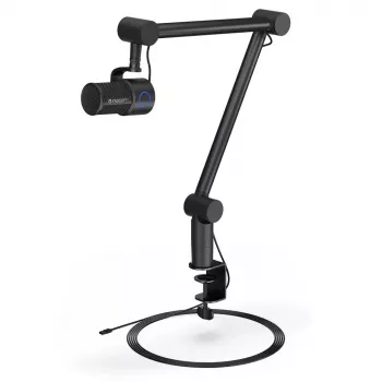 ENDORFY Solum Studio datora mikrofons — USB vadu, 24-bit/96 kHz, 20–20000 Hz, regulējams galda stiprinājums, skārienvadība, austiņu izeja, melns