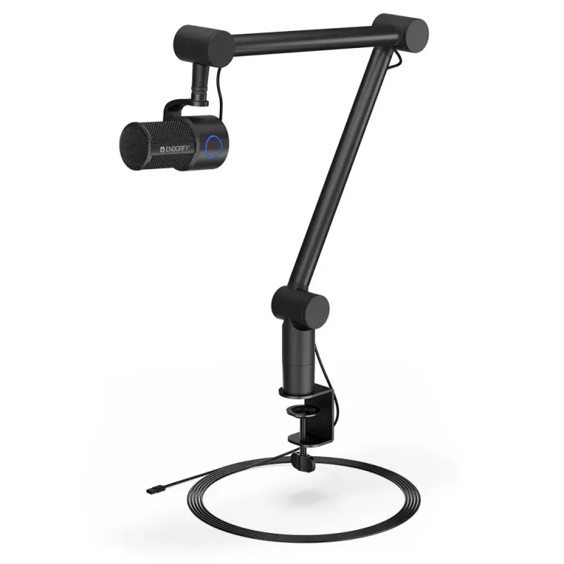 ENDORFY Solum Studio datora mikrofons — USB vadu, 24-bit/96 kHz, 20–20000 Hz, regulējams galda stiprinājums, skārienvadība, austiņu izeja, melns