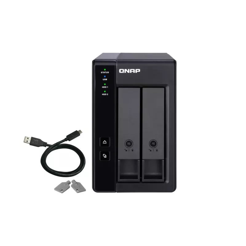 QNAP 2 Bay USB Type-C Direct Attached Storage with Hardware RAID | TR-002 | Micro | 6 GB | Black