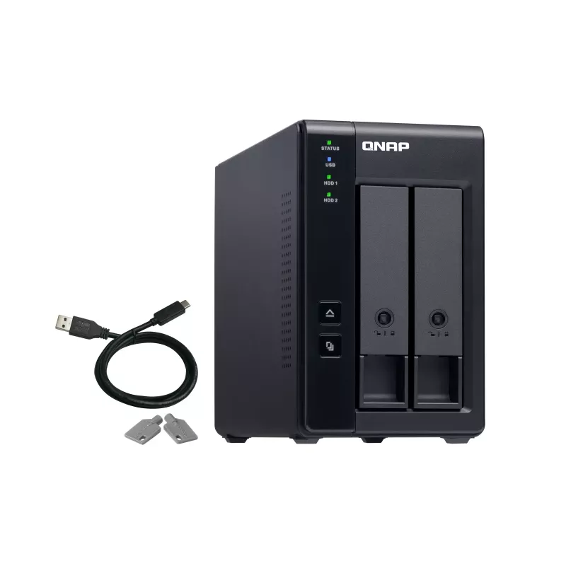 QNAP 2 Bay USB Type-C Direct Attached Storage with Hardware RAID | TR-002 | Micro | 6 GB | Black