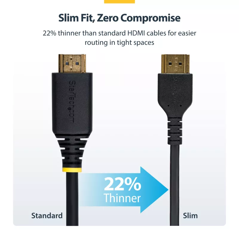StarTech.com 1,5 m plāns HDMI 2.0 kabelis ar Ethernet, elastīgs Premium sertificēts, 4K 60Hz HDR10, aramīda šķiedra, TPE apvalks