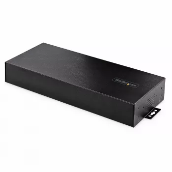 StarTech.com 16-Portu industriālais USB 5Gbps centrmezgls ar barošanas adapteri, metāla korpuss, montējams, ESD aizsardzība, spaiļu bloka barošana, USB uzlāde, divu resursdatoru slēdzis - TAA