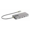 StarTech.com USB-C trīs monitoru daudzportu adapteris, divi 4K 60Hz + 4K 30Hz HDMI un DisplayPort, 4 portu USB centrmezgls, 100W PD caurlaide, GbE, SD/MicroSD karšu lasītāji