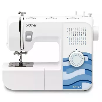 Šujmašīna Brother RH137 — 37 šuvju raksti, dūriena garums 4 mm, platums 5 mm, viegla portatīva