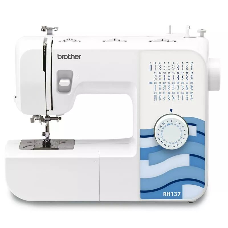 Šujmašīna Brother RH137 — 37 šuvju raksti, dūriena garums 4 mm, platums 5 mm, viegla portatīva