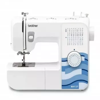 Šujmašīna Brother RH137 — 37 šuvju raksti, dūriena garums 4 mm, platums 5 mm, viegla portatīva