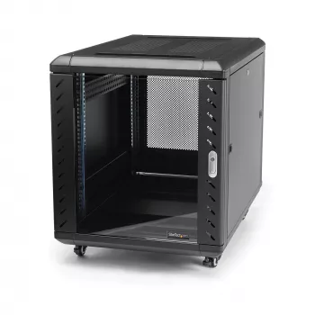 StarTech.com 4-Post 12U Server Rack Cabinet, Lockable 19 inch Data Rack Cabinet for Computer / AV / IT Equipment, Office / Home Network Rack with Casters & Adjustable Mounting Rails