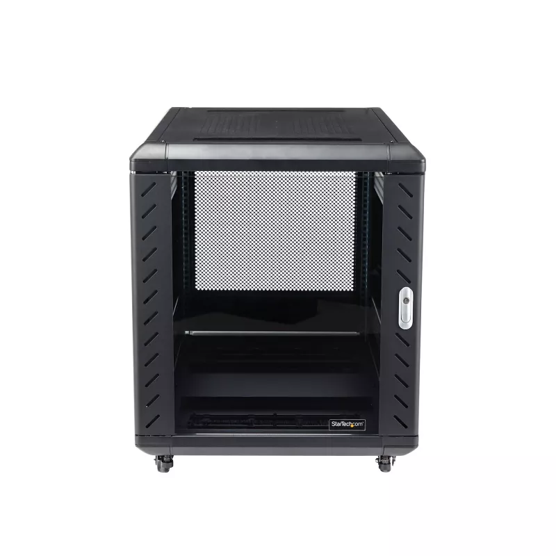 StarTech.com 4-Post 12U Server Rack Cabinet, Lockable 19 inch Data Rack Cabinet for Computer / AV / IT Equipment, Office / Home Network Rack with Casters & Adjustable Mounting Rails