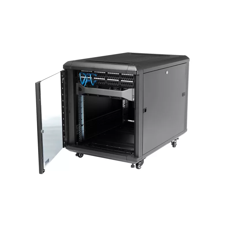 StarTech.com 4-Post 12U Server Rack Cabinet, Lockable 19 inch Data Rack Cabinet for Computer / AV / IT Equipment, Office / Home Network Rack with Casters & Adjustable Mounting Rails