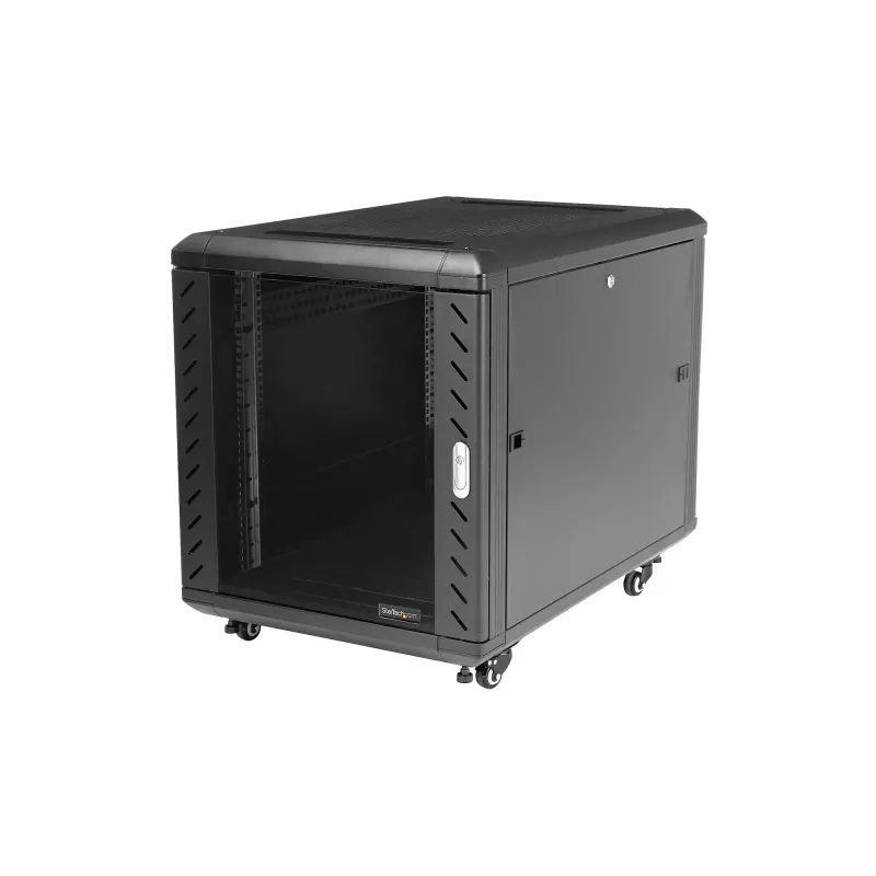 StarTech.com 4-Post 12U Server Rack Cabinet, Lockable 19 inch Data Rack Cabinet for Computer / AV / IT Equipment, Office / Home Network Rack with Casters & Adjustable Mounting Rails