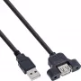 InLine USB 2.0 adaptera kabelis, Type A vīriešu / A sieviešu slotu kronšteinam, 0.6m