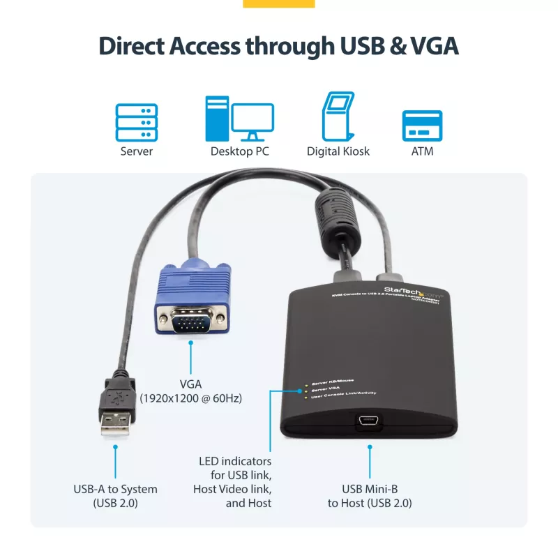 StarTech.com KVM Console uz USB 2.0 portatīvā klēpjdatora crash kart adapteris