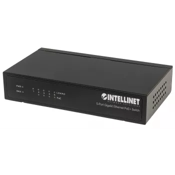 Intellinet 5-Port Gigabit Ethernet PoE+ slēdzis, 4 x PSE porti, IEEE 802.3at/af, 60 W, galddatora