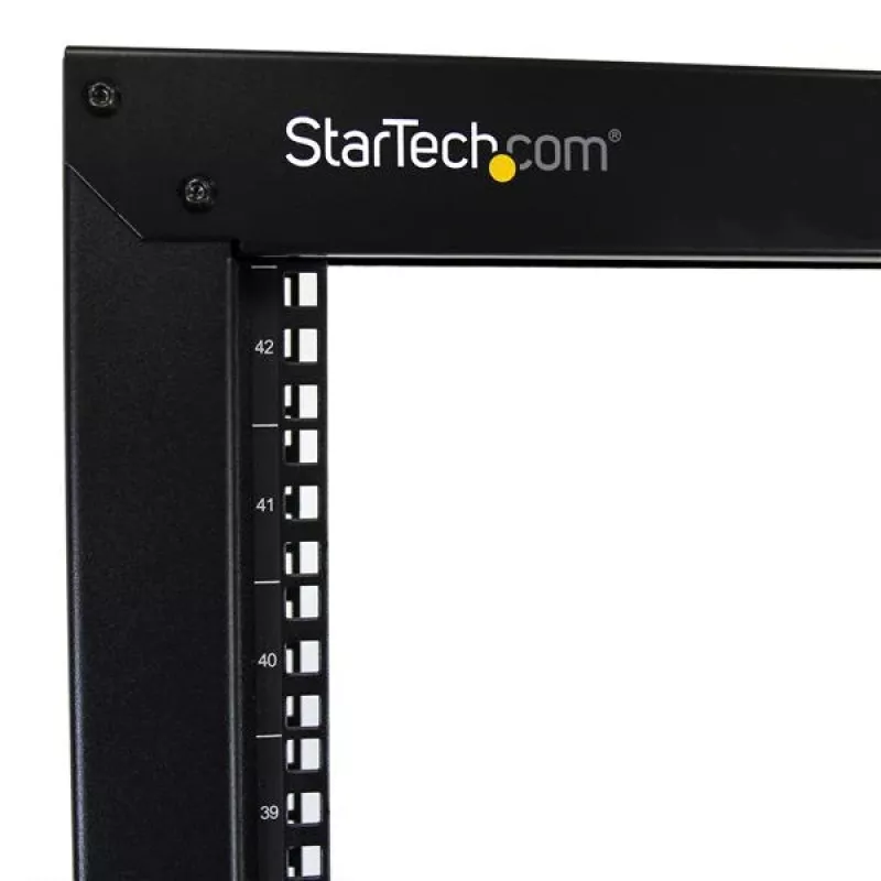 StarTech.com 2-Post 42U mobilais atvērtais servera statīvs, divu stabu 19 collu tīkla statīvs ar riteņiem, ritošs atvērts statīvs AV/datu/mediju/IT aprīkojumam, datora statīvs mājas/biroja telpām – iekļauti ritentiņi