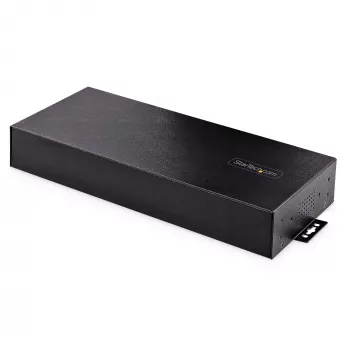 StarTech.com 16-Portu rūpnieciskais USB 3.0 centrmezgls 5Gbps, metāls, DIN/virsmas/statīva montāža, ESD aizsardzība, spaiļu bloka barošana, līdz 120W kopējā USB uzlāde, divu saimniekdatoru centrmezgls/pārslēgs