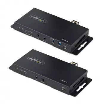 StarTech.com 4K HDMI pārraides komplekts pa optisko šķiedru, 4K 60Hz līdz 3300 pēdām (1 km) vienmoda vai 1000 pēdām (300 m) daudzmoda LC šķiedra, HDR, HDCP, 3.5 mm audio/RS232/IR pagarinātājs, raidītājs un uztvērējs