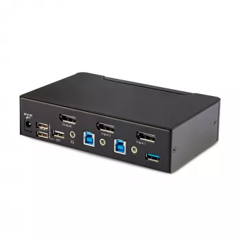 StarTech.com 2-Portu DisplayPort KVM Slēdzis, 8K 60Hz / 4K 144Hz, Viens Ekrāns, DP 1.4, 2x USB 3.0 Porti, 4x USB 2.0 HID Porti, Pogas un Tastatūras Kombināciju Pārslēgšana, TAA Sertificēts - OS Neatkarīgs, Metāla Korpusā