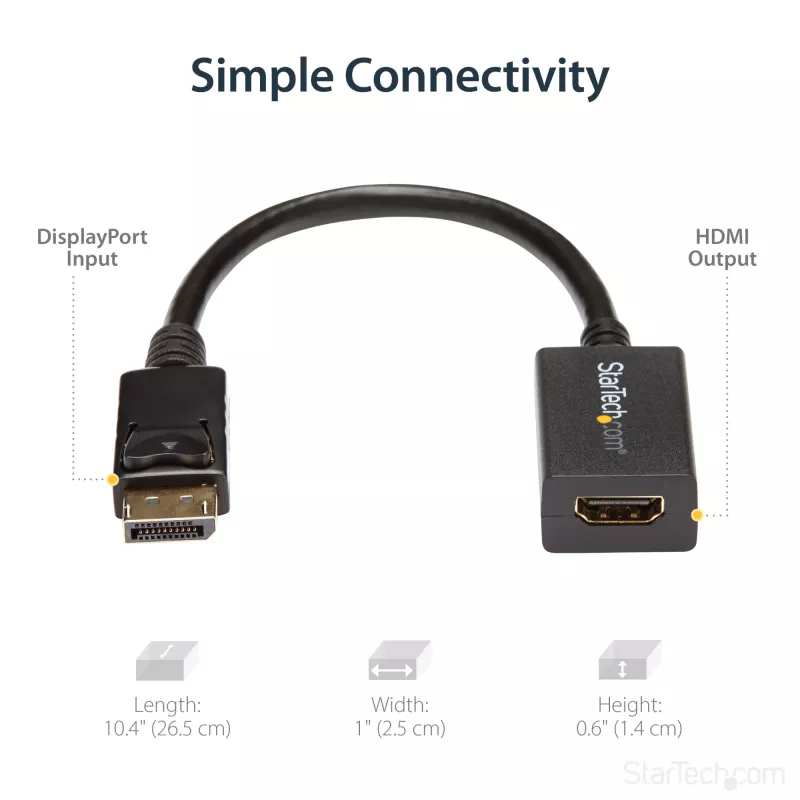 StarTech.com DP2HDMI2 DisplayPort uz HDMI video adapteris, spraudnis/ligzda, līdz 1920x1200, 25 cm