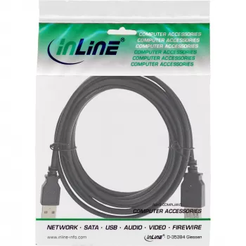 USB 2.0 pagarinātājvads Type A vīriešu/sieviešu InLine 34650B 0,5m melns