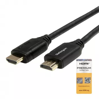 StarTech.com 1,6 pēdu (50 cm) Premium sertificēts HDMI 2.0 kabelis ar Ethernet - ātrgaitas Ultra HD 4K 60Hz HDR10 HDMI vads (vīriešu/vīriešu savienotāji) - UHD monitoriem, TV, displejiem