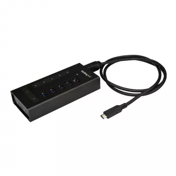 StarTech.com 7 Portu USB-C Centrmezgls - USB Type-C uz 2x USB-C/5x USB-A - Komercmetāla USB 3.0 Centrmezgls - SuperSpeed USB 3.2 Gen 1 (5 Gb/s) - Pašbarots - BC 1.2 Ātrā uzlāde - Montējams/Izturīgs