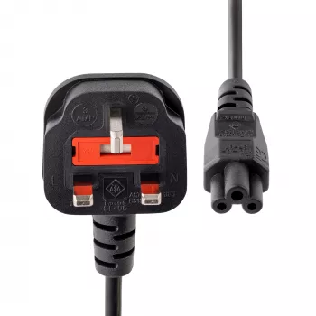 StarTech.com 1m Laptop Strāvas Kabelis, BS 1363 uz C5 (Āboliņa Lapa), 2.5A 250V, 18AWG, Laptop Barošanas Vads