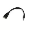StarTech.com Galvas austiņu adapteris austiņām ar atsevišķām austiņu/mikrofona ligzdām - 3.5mm 4 pozīciju uz 2x 3 pozīciju 3.5mm vīriešu/sieviešu