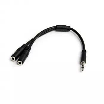 StarTech.com Galvas austiņu adapteris austiņām ar atsevišķām austiņu/mikrofona ligzdām - 3.5mm 4 pozīciju uz 2x 3 pozīciju 3.5mm vīriešu/sieviešu