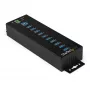 StarTech.com 10-Portu USB 3.0 Hubs ar Barošanas Adapteri - Metāla Industriālais USB-A Hubs ar ESD un 350W Pārsprieguma Aizsardzību - DIN/Siena/Galda Montējams - Ātrgaitas USB 3.2 Gen 1 (5Gbps) Hubs