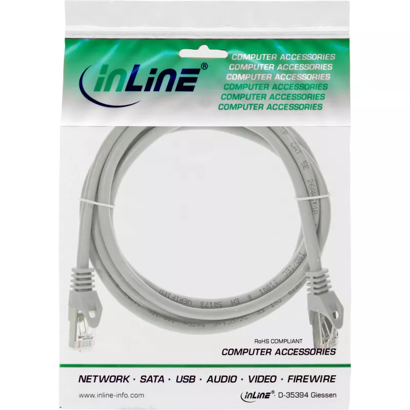 InLine Patch Kabelis F/UTP Cat.5e pelēks 1m