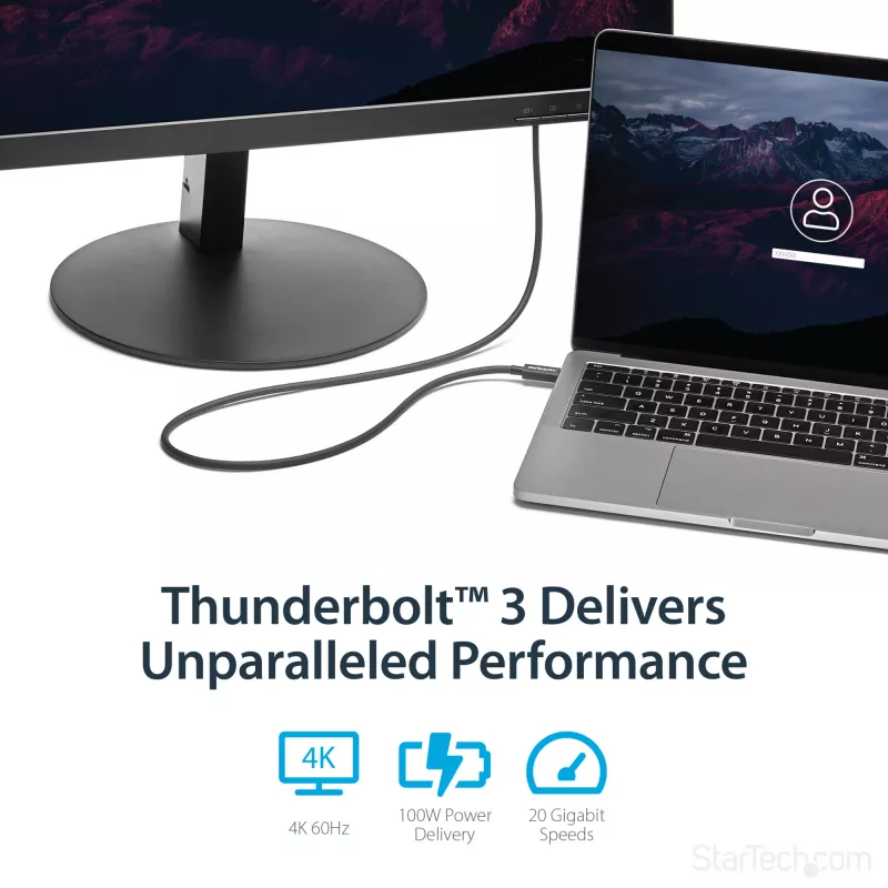 StarTech.com 1m Thunderbolt 3 (20Gbps) USB-C kabelis – saderīgs ar Thunderbolt, USB un DisplayPort