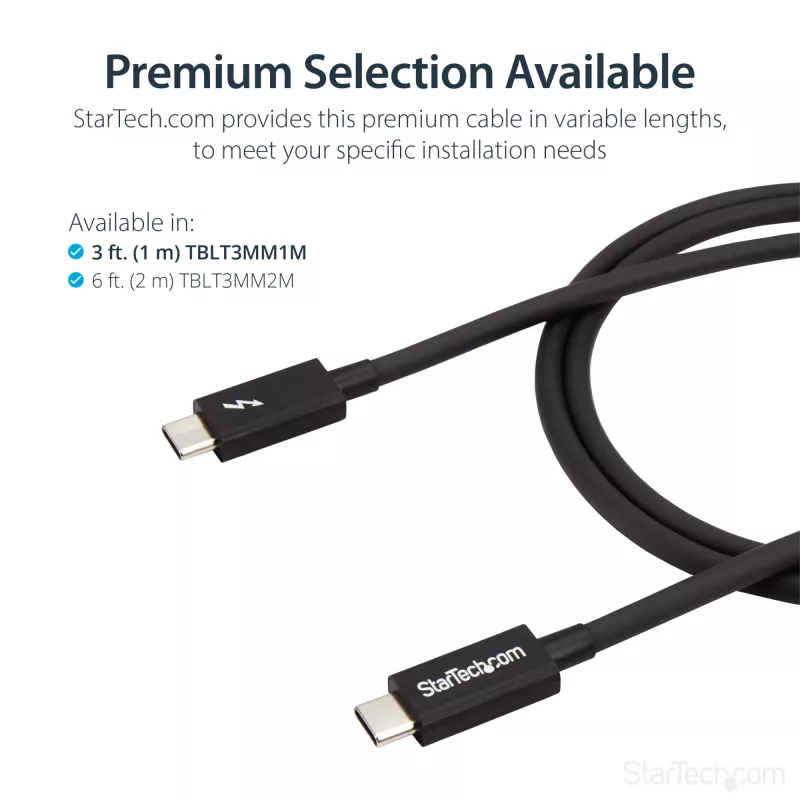 StarTech.com 1m Thunderbolt 3 (20Gbps) USB-C kabelis – saderīgs ar Thunderbolt, USB un DisplayPort