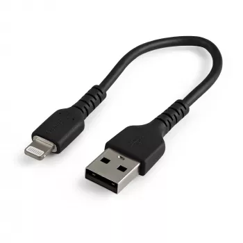 StarTech.com 15 cm USB-A uz Lightning vads, izturīgs, melns, ar aramīda šķiedru, MFi sertificēts