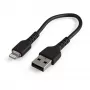 StarTech.com 15 cm USB-A uz Lightning vads, izturīgs, melns, ar aramīda šķiedru, MFi sertificēts