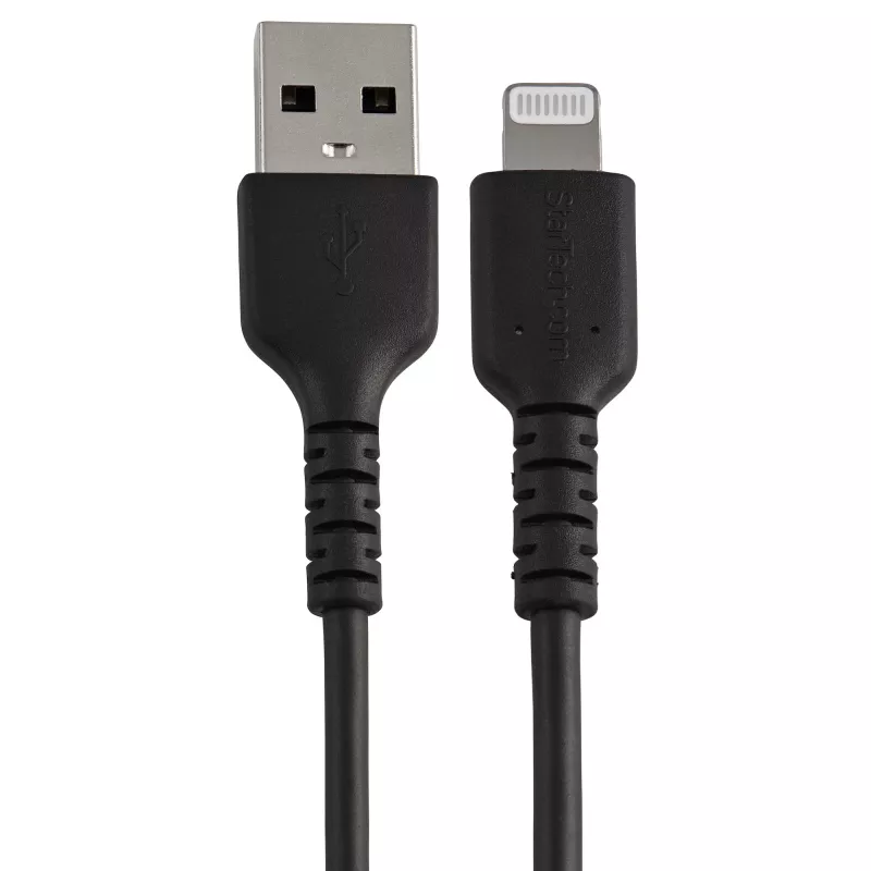 StarTech.com 15 cm USB-A uz Lightning vads, izturīgs, melns, ar aramīda šķiedru, MFi sertificēts
