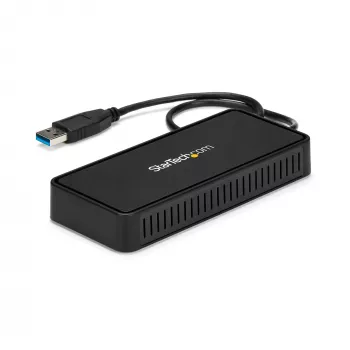 StarTech.com USB 3.0 Mini Dokstacija - Divu Monitoru USB-A Dokstacija ar DisplayPort 4K 60Hz Video un Gigabit Ethernet - 30cm kabelis - Pārnēsājams USB 3.1 Gen 1 Type-A Klēpjdatora Adapteris