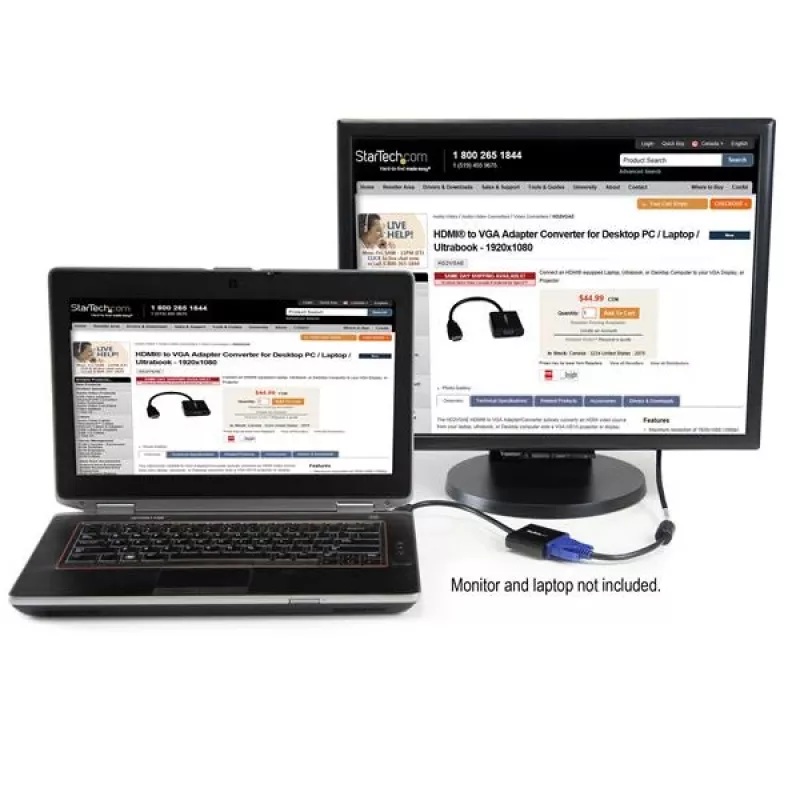 StarTech.com HDMI uz VGA adapteris pārvēršanai datoram / klēpjdatoram / ultrabook - 1920x1080