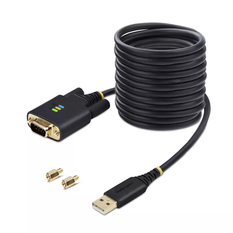 StarTech.com 10 pēdu (3m) USB–seriālais adaptera kabelis, COM saglabāšana, maināmas skrūves/uzgriežņi, USB-A uz DB9 RS232, FTDI IC, ESD aizsardzība, Windows/macOS/Linux