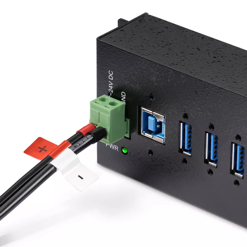 StarTech.com 160W Universāls līdzstrāvas barošanas bloks (24V/6.6A), 1.2m vads, 2/3 kontaktu spaiļu bloki, 100-240V maiņstrāvas/līdzstrāvas ārējais barošanas avots industriālajiem USB centrmezgliem, NA/UK/EU/ANZ