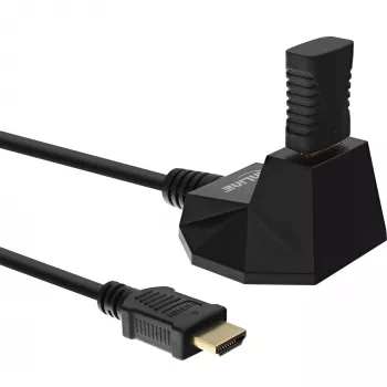 InLine HDMI Station pagarinātājs ar statīvu, HDMI kabelis ar Ethernet, vīriešu/sieviešu, melns, zeltīti kontakti, 3m