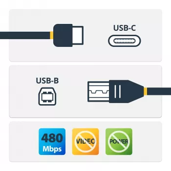 StarTech.com USB-C uz USB-B printera kabelis - vīriešu/vīriešu - 3 m (10 pēdas) - USB 2.0