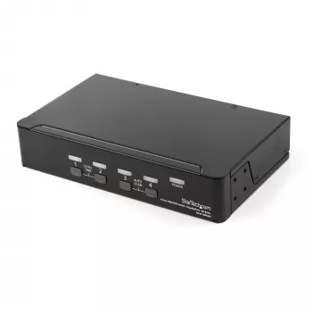 StarTech.com 4 Portu DisplayPort KVM Slēdzis - 4K 60Hz - Viens Ekrāns - Divu Portu UHD DP 1.2 USB KVM Slēdzis ar Integrētu USB 2.0 Centrmezglu un Audio - Dell, HP, Apple, Lenovo - TAA Atbilstošs