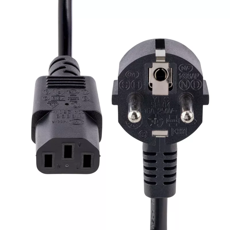 StarTech.com 1m (3ft) datora strāvas vads, 18AWG, EU Schuko uz C13, 250V 10A, melns