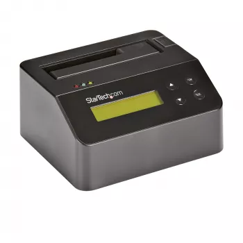StarTech.com Viena nodalījuma cietā diska dzēsējs, autonoms HDD/SSD sanitizators, USB 3.0 uz SATA II (3 Gbps), 9 dzēšanas režīmi, LCD displejs, drošas dzēšanas dokstacija, DB-9 printera ports, TAA atbilstīgs