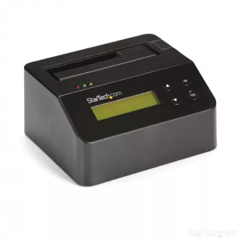 StarTech.com Viena nodalījuma cietā diska dzēsējs, autonoms HDD/SSD sanitizators, USB 3.0 uz SATA II (3 Gbps), 9 dzēšanas režīmi, LCD displejs, drošas dzēšanas dokstacija, DB-9 printera ports, TAA atbilstīgs