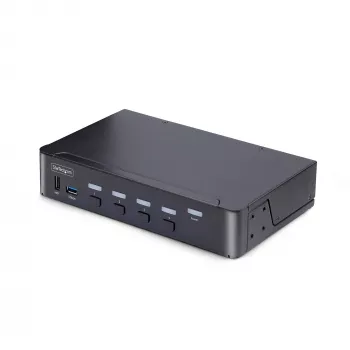StarTech.com 4-Portu DisplayPort KVM Slēdzis, 8K 60Hz / 4K 144Hz, Viena Displeja, DP 1.4, 2x USB 3.0 Porti, 4x USB 2.0 HID Porti, Pogas un Karstie Taustiņi, TAA Atbilstošs - OS Neatkarīgs, Metāla Korpuss