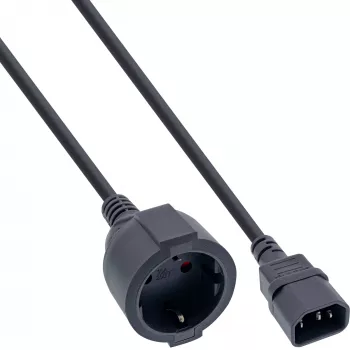 InLine strāvas kabelis, C14 uz Schutzkontakt ligzdu, melns, 0,5m