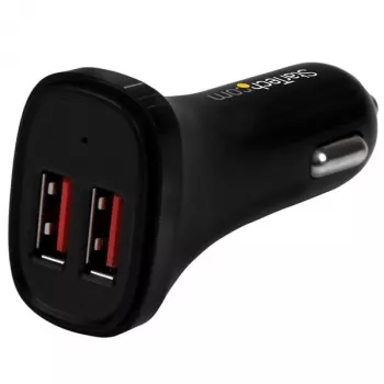 StarTech.com Divu portu USB auto lādētājs - 24W/4.8A - Melns