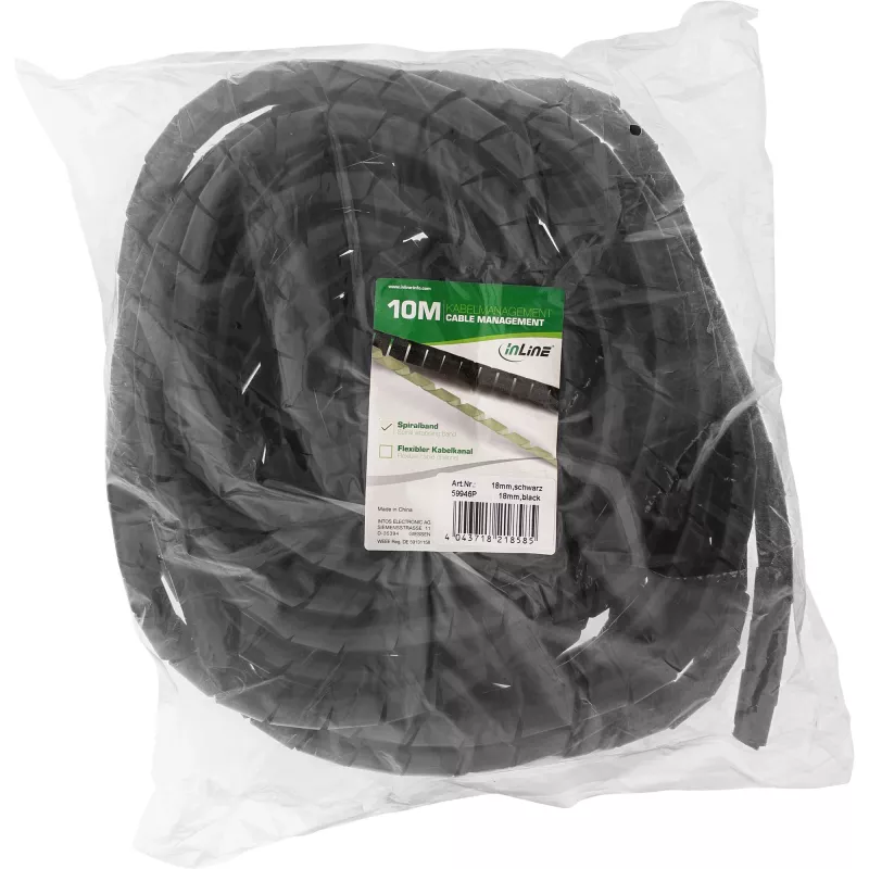 InLine 59946P spirālveida kabeļu apvalks, 10 m, 18 mm, melns